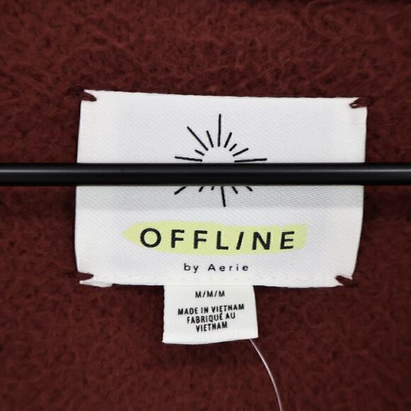 Aerie OFFLINE Sherpa Nylon Quarter Zip Pullover Small Maroon/Pink Size M NWT - Picture 4 of 9